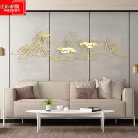 中式金属壁饰铁艺壁挂创意墙面假山装饰客厅沙发背景墙上立体挂饰 三维工匠 300*95