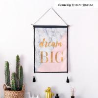 北欧ins摄影道具壁饰墙饰创意布艺流苏挂画热带风情卧室墙上装饰 三维工匠 流苏挂饰-1(大理石英文)