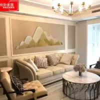 新中式客厅沙发背景墙上装饰品铁艺墙面装饰挂件室内墙饰金属壁饰 三维工匠 120*40cm