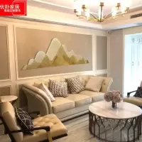 新中式客厅沙发背景墙上装饰品铁艺墙面装饰挂件室内墙饰金属壁饰 三维工匠 200*66cm