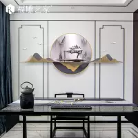 新中式山水客厅墙面装饰沙发背景墙饰餐厅3d立体壁挂墙上装饰挂件 三维工匠 恬静山水(金)70*170cm壁饰