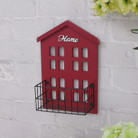 ins风复古小房子假窗户挂花架创意墙面墙上装饰品壁饰挂件置物架 三维工匠 黄色单层小房子(送无痕钉)