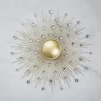 玄关铁艺太阳镜子壁饰壁挂件客厅背景墙挂饰样板房软装轻奢装饰品 三维工匠 B直径70CM