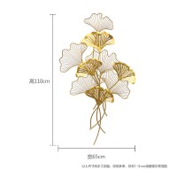 客厅墙上装饰品铁艺银杏叶挂饰卧室沙发背景墙饰挂件玄关立体壁饰 三维工匠 87*150cm