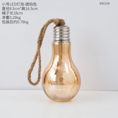 北欧ins小灯泡挂饰装饰墙面麻绳灯挂件卧室房间布置个性创意壁饰 三维工匠 琥珀幻彩灰组合[4个]