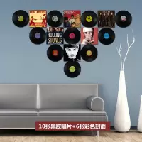 黑胶唱片海报壁饰loft工业风复古店铺酒吧咖啡厅个性背景墙面装饰 三维工匠 10张唱片+15张海报