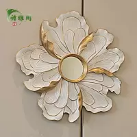 创意家居立体花朵壁饰壁挂背景墙饰装饰品客厅墙壁墙面镜挂饰挂件 三维工匠 彩绘金色小号