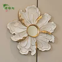 创意家居立体花朵壁饰壁挂背景墙饰装饰品客厅墙壁墙面镜挂饰挂件 三维工匠 彩绘银色中号(不带镜子)