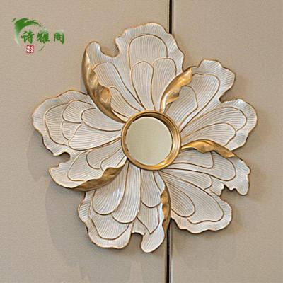 创意家居立体花朵壁饰壁挂背景墙饰装饰品客厅墙壁墙面镜挂饰挂件 三维工匠 彩绘银色大号(不带镜子)