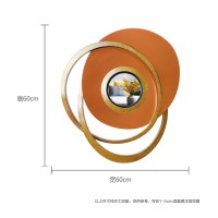 欧式墙饰金属壁饰客厅卧室背景墙装饰镜挂件几何立体铁艺墙壁挂镜 三维工匠 橘黄色-宽80*高80
