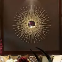 金属太阳镜壁饰墙面装饰挂件北欧创意装饰镜客厅餐厅玄关立体挂饰 三维工匠 金色直径60cm(含金属片)