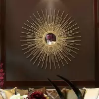 金属太阳镜壁饰墙面装饰挂件北欧创意装饰镜客厅餐厅玄关立体挂饰 三维工匠 金色直径70cm(含金属片)