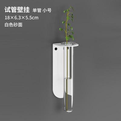 创意墙面装饰品北欧铁艺壁挂件墙上壁饰花卉绿萝植物玻璃试管花架 三维工匠 蓝色6管组合试管架一个