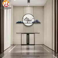 新中式禅意客厅酒店玄关样板房背景墙饰壁挂创意家居墙面壁饰装饰 三维工匠 180CM*120CM