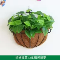 墙上装饰品花饭店墙面绿植挂墙壁花篮壁饰假花客厅挂件创意简约 三维工匠 三支把束红色玫瑰+棕榈挂篮