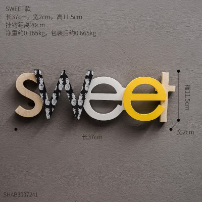 北欧风个性家居壁挂木质英文字母墙壁墙面装饰挂件室内创意壁饰 三维工匠 HOME+SWEET组合