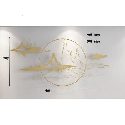 新中式装饰挂件墙壁客厅墙面铁艺壁挂山影画壁饰创意立体金属墙饰 三维工匠 180*92