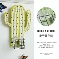 北欧风仙人掌壁饰养水培植物房间装饰ins风创意室内背景墙上挂件 三维工匠 小号黄色款+小叶爬山虎