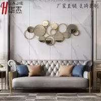 现代轻奢墙面装饰餐厅客厅背景墙挂件玄关金属壁饰创意圆镜子壁挂 三维工匠 180*85cm金色