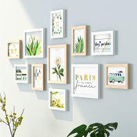 现代简约墙上装饰创意卧室餐厅墙面奶茶店铺墙壁挂饰挂件墙饰饰品 三维工匠 11框+巧克力白色+插画(圆框升级)壁饰