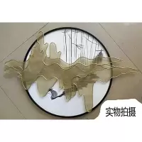 铁艺新中式玄关壁饰酒店背景墙挂件装饰金属创意家居客厅墙饰壁挂 三维工匠 黄金色长75CM*外圆50CM