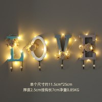 墙面装饰品挂件卧室房间ins风客厅玄关墙上创意挂钩墙壁挂饰墙饰 三维工匠 粉色love字母+灯串壁饰