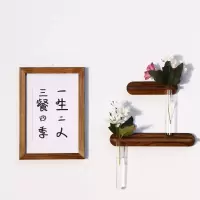 墙上壁饰北欧墙壁装饰实木挂件创意民宿店铺软装卧室餐厅简约文艺 三维工匠 (烧色带瓶)送高枝粉色仿真花送四张文字卡