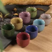大号(8个装)冰裂功夫茶杯陶瓷茶具酒杯单杯小茶碗紫砂鱼杯茶盏 三维工匠 小号紫水晶8个装