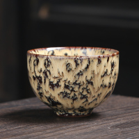 窑变陶瓷茶杯主人杯功夫茶具家用泡茶品茗杯个人杯单杯 三维工匠 窑变禅定杯-棕(买1送1)