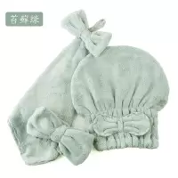 可爱浴帽三件套干发帽女湿头巾强吸水包湿发速干毛巾束发带 三维工匠 獭兔灰