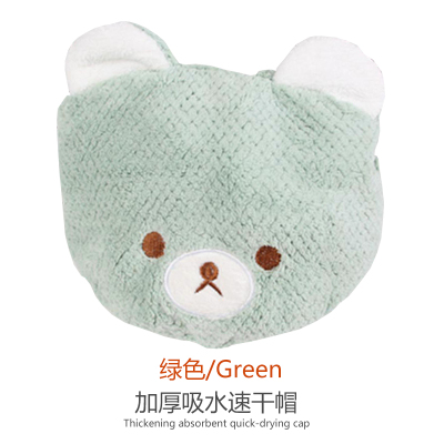 儿童珊瑚绒女童浴帽速干吸水柔软可爱公主宝宝卡通小熊浴帽 三维工匠 浅蓝色+浅蓝色干发帽/干发巾