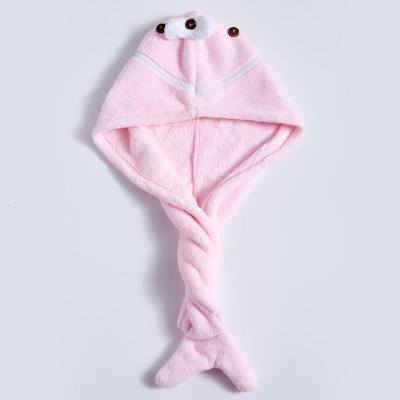 干发帽女加厚吸水毛巾洗头擦头发速干帽儿童可爱包头巾浴帽干发巾 三维工匠 浅粉[1个装]