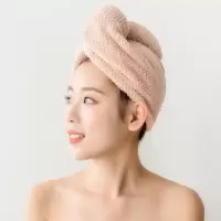 干发帽女吸水速干纯棉双层加厚网红款浴帽擦洗头发毛巾浴巾冒 三维工匠 ST加厚干发帽2条装皮粉+米灰