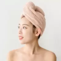 干发帽女吸水速干纯棉双层加厚网红款浴帽擦洗头发毛巾浴巾冒 三维工匠 ST加厚干发帽2条装粉色+奶白