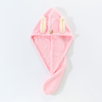 可爱干发帽女宝宝吸水速干儿童成人长发擦头发浴帽包头干发巾 三维工匠 薰衣紫套头免耳帽