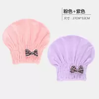 日本干发帽女吸水成人加厚擦头发速干可爱包头巾干发毛巾浴帽 三维工匠 圆帽粉+绿