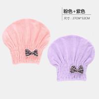 日本干发帽女吸水成人加厚擦头发速干可爱包头巾干发毛巾浴帽 三维工匠 圆帽粉+紫
