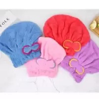 浴帽干发帽速干吸水珊瑚绒加厚吸水快速干发帽加厚女防水洗澡 三维工匠 粉色+紫色[2个装]