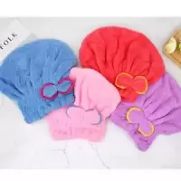 浴帽干发帽速干吸水珊瑚绒加厚吸水快速干发帽加厚女防水洗澡 三维工匠 粉色+红色[2个装]