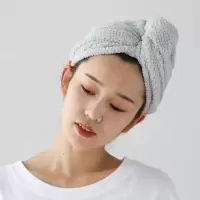 干发帽女 吸水速干加厚干发巾可爱浴帽 洗湿头发长发包头毛巾 三维工匠 菠萝格—浅灰色