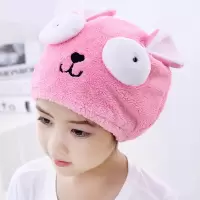 儿童干发帽女卡通可爱浴帽速干女童吸水日本韩国包头巾擦头发毛巾 三维工匠 桃红