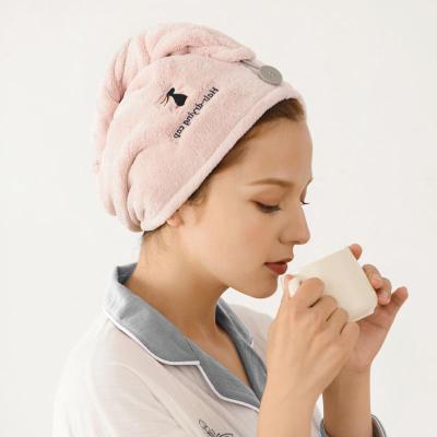 成人干发帽女吸水速干包头巾可爱擦头巾浴帽加厚长发洗头巾 三维工匠 粉色-兔子