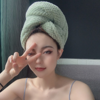 双层加厚干发帽女吸水速干擦头包头刺绣干发巾长发浴帽宋祖儿 三维工匠 灰蓝+粉色2只装