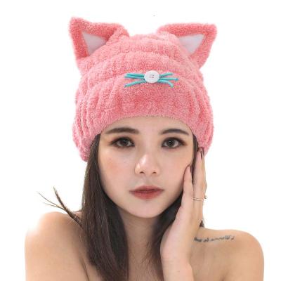 干发帽女吸水速干日本擦头发毛巾可爱包头巾干发巾儿童浴帽 三维工匠 波点美容帽(紫色)