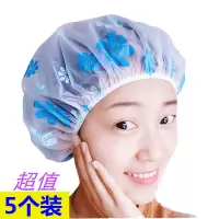 [5个装]浴帽防水时尚成人女洗澡帽沐浴帽可爱头套厨房防油烟帽 三维工匠 [10个装]防水印花浴帽图案混发