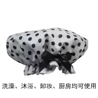 沐浴洗澡淋浴帽女纯色长发防水浴帽加厚干发冒包头巾防油烟冲凉帽 三维工匠 黑色圆点(买2个发4个)