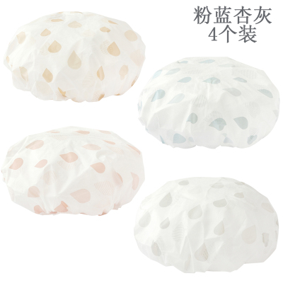 防水浴帽女款淋浴帽洗澡头套帽子大人男女士包头发的发套防油烟帽 三维工匠 杏色4个装