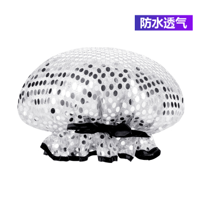 浴帽女防水洗澡头套韩国可爱家用双层加厚厨房防油烟成人沐浴帽子 三维工匠 玫红色