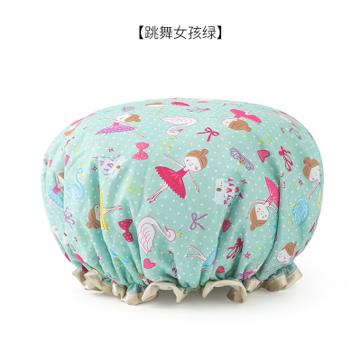 双层防水浴帽成人女款头发罩淋浴头套帽子沐浴发套防油烟发帽洗澡 三维工匠 跳孩粉色