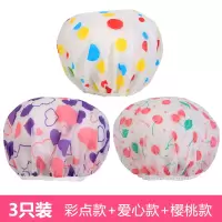 沐浴帽浴帽女防水可爱洗澡洗头头套厨房防油烟蒸发成人韩式卡通淋 三维工匠 红花款+彩点款+樱桃款(3只装)